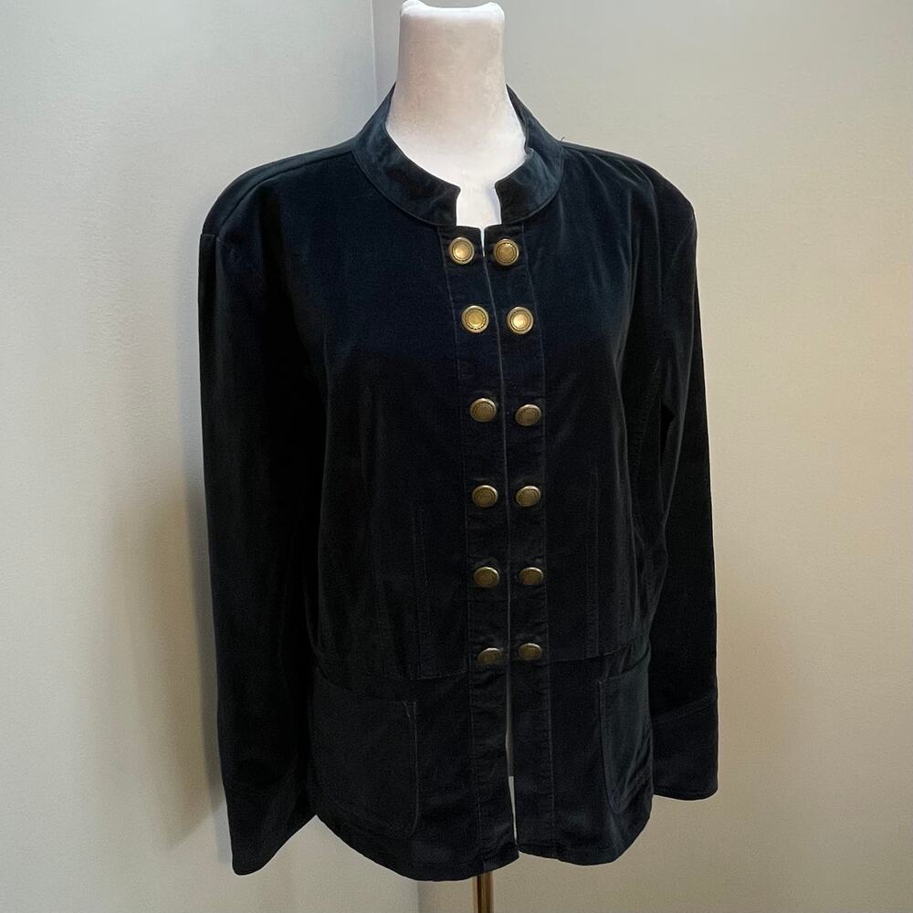 Dark Green Blue Velvet Equestrian Old Money Fitted Tailored Jacket Sz XL